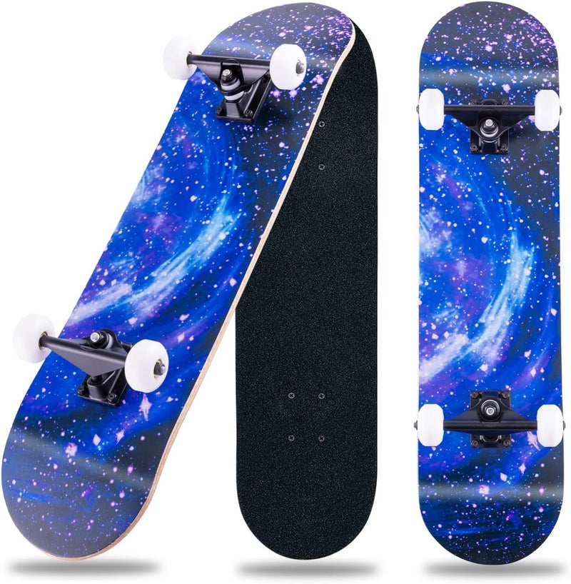 CLYCTIP Skateboard,31 x 8 inch Complete Skateboards for Beginners,8 Layer Maple Concave Cruiser Trick Skate Board for Kids,Teens,Adults - Image 1